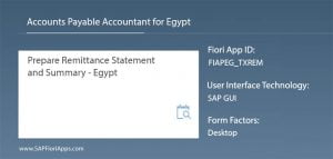 FIAPEG_TXREM – Prepare Remittance Statement and Summary – Egypt
