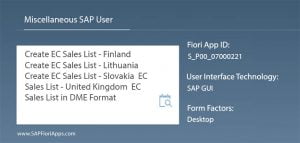 S_P00_07000221 – Create EC Sales List – Finland, Create EC Sales List – Lithuania, Create EC Sales List – Slovakia, EC Sales List – United Kingdom, EC Sales List in DME Format